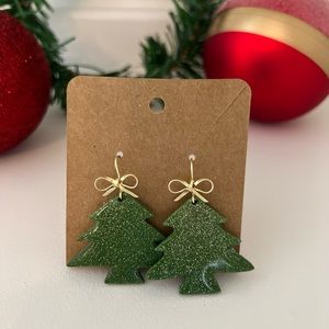 Handmade Christmas tree earrings polymer clay earrings
